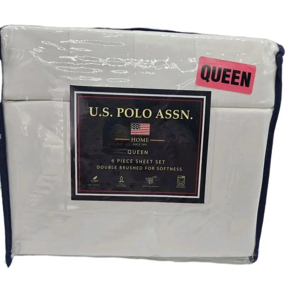 U.S. Polo Home NEW Queen Sheet 6 Pc Set Double Brushed SOFT Stain Resistant LUX